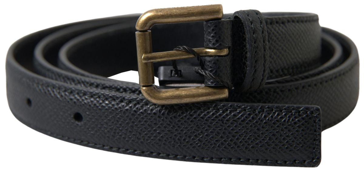 Dolce & Gabbana Black Leather Gold Metal Buckle Men Belt - Ellie Belle