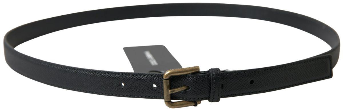 Dolce & Gabbana Black Leather Gold Metal Buckle Men Belt - Ellie Belle