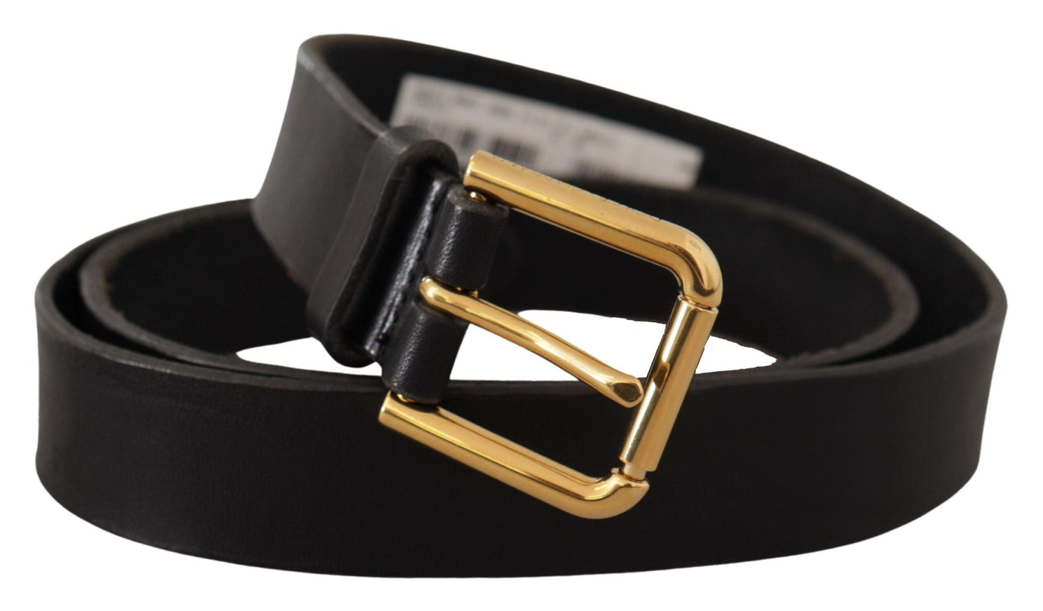 Dolce & Gabbana Black Leather Gold Metal Logo Belt - Ellie Belle