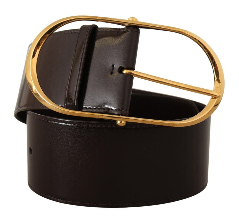 Dolce & Gabbana Black Leather Gold Metal Wide Waist Buckle Belt - Ellie Belle