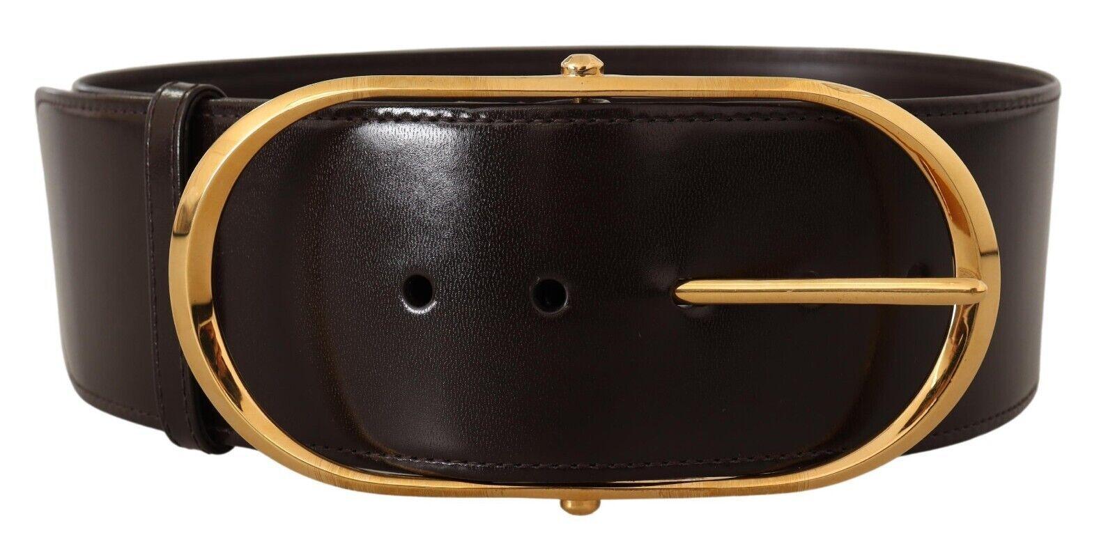 Dolce & Gabbana Black Leather Gold Metal Wide Waist Buckle Belt - Ellie Belle