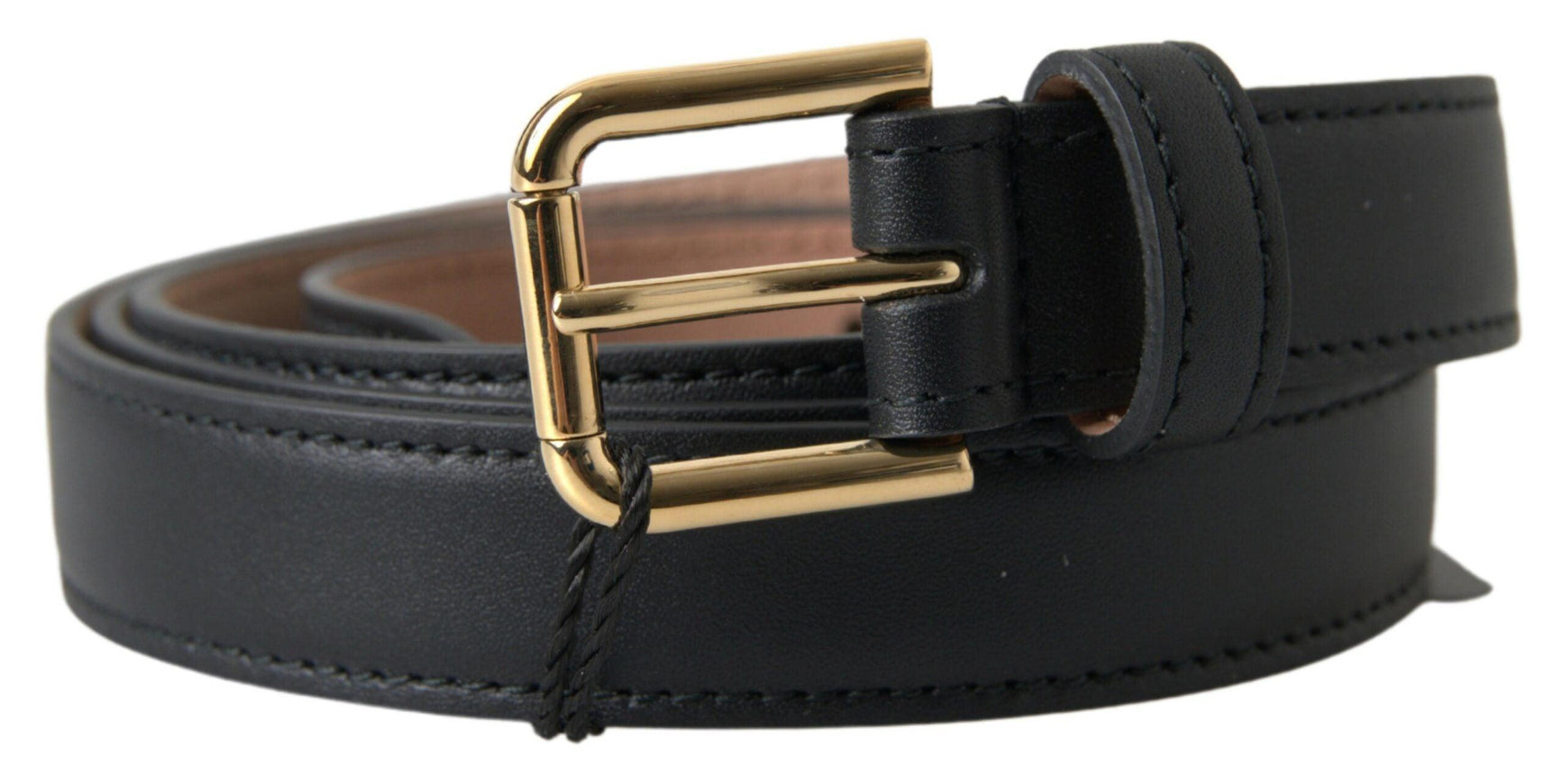 Dolce & Gabbana Black Leather Gold Tone Metal Buckle Belt - Ellie Belle