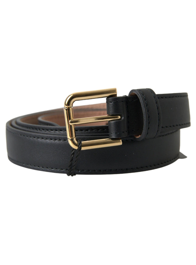 Dolce & Gabbana Black Leather Gold Tone Metal Buckle Belt - Ellie Belle