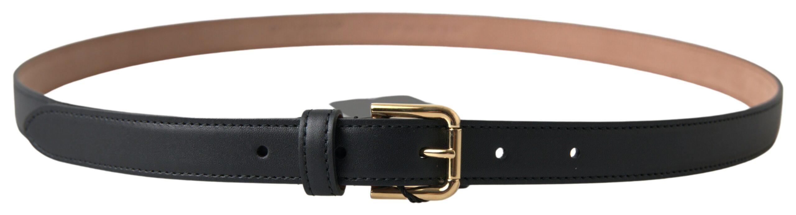 Dolce & Gabbana Black Leather Gold Tone Metal Buckle Belt - Ellie Belle