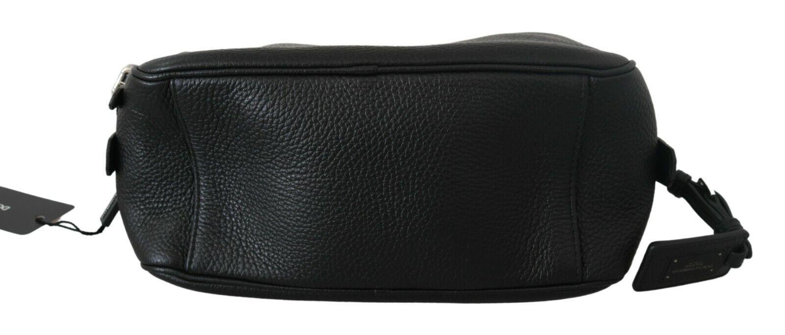 Dolce & Gabbana Black Leather Hand Men Toiletry Pouch Wristlet Bag - Ellie Belle