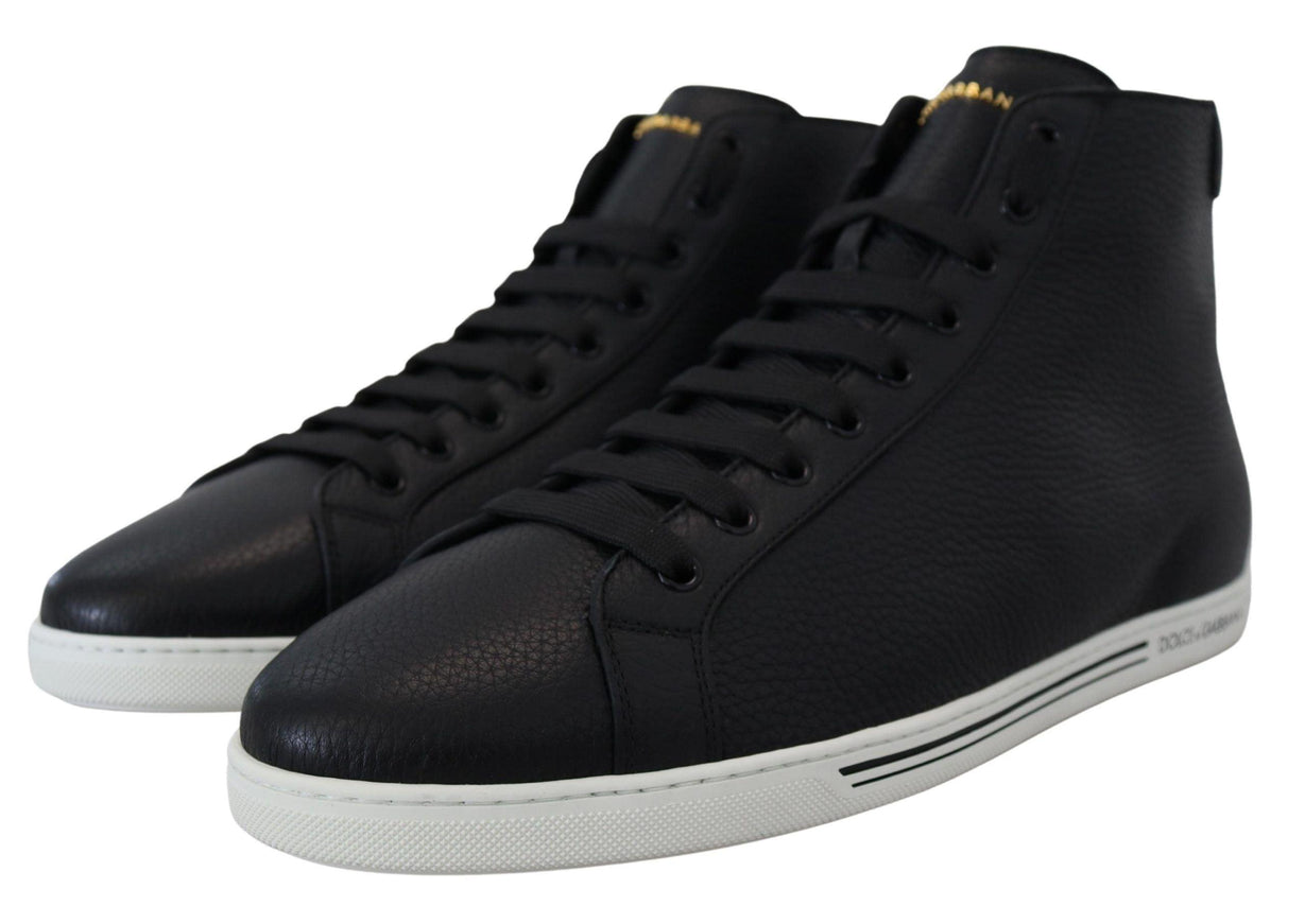 Dolce & Gabbana Black Leather High Tops High Shoes - Ellie Belle