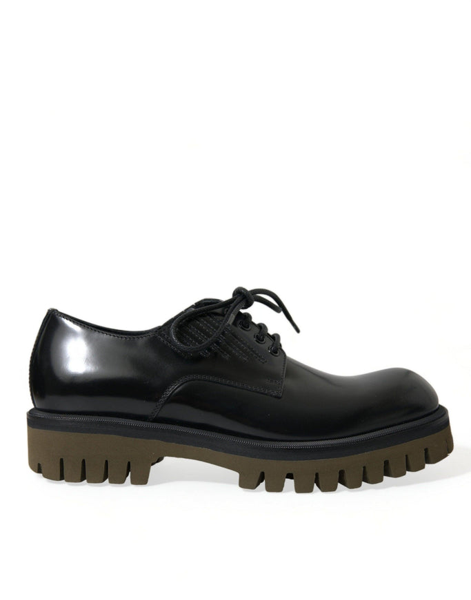 Dolce & Gabbana Black Leather Lace Up Derby Men Dress Shoes - Ellie Belle