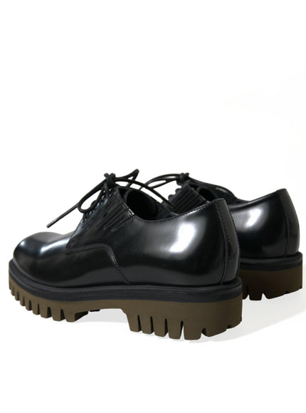 Dolce & Gabbana Black Leather Lace Up Derby Men Dress Shoes - Ellie Belle