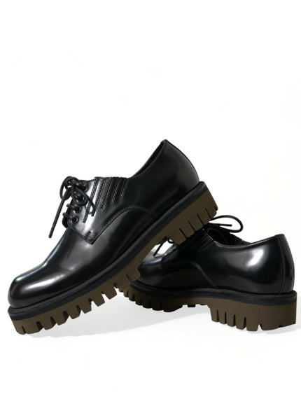 Dolce & Gabbana Black Leather Lace Up Derby Men Dress Shoes - Ellie Belle