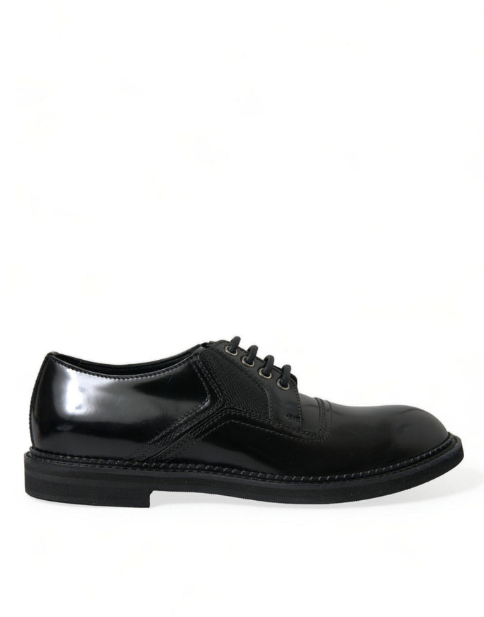 Dolce & Gabbana Black Leather Lace Up Formal Derby Dress Shoes - Ellie Belle