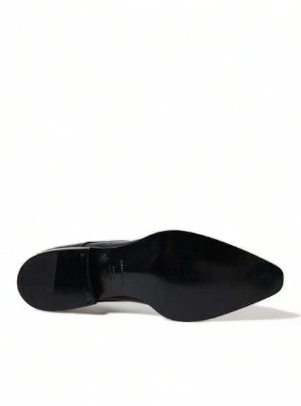 Dolce & Gabbana Black Leather Lace Up Formal Flats Shoes - Ellie Belle