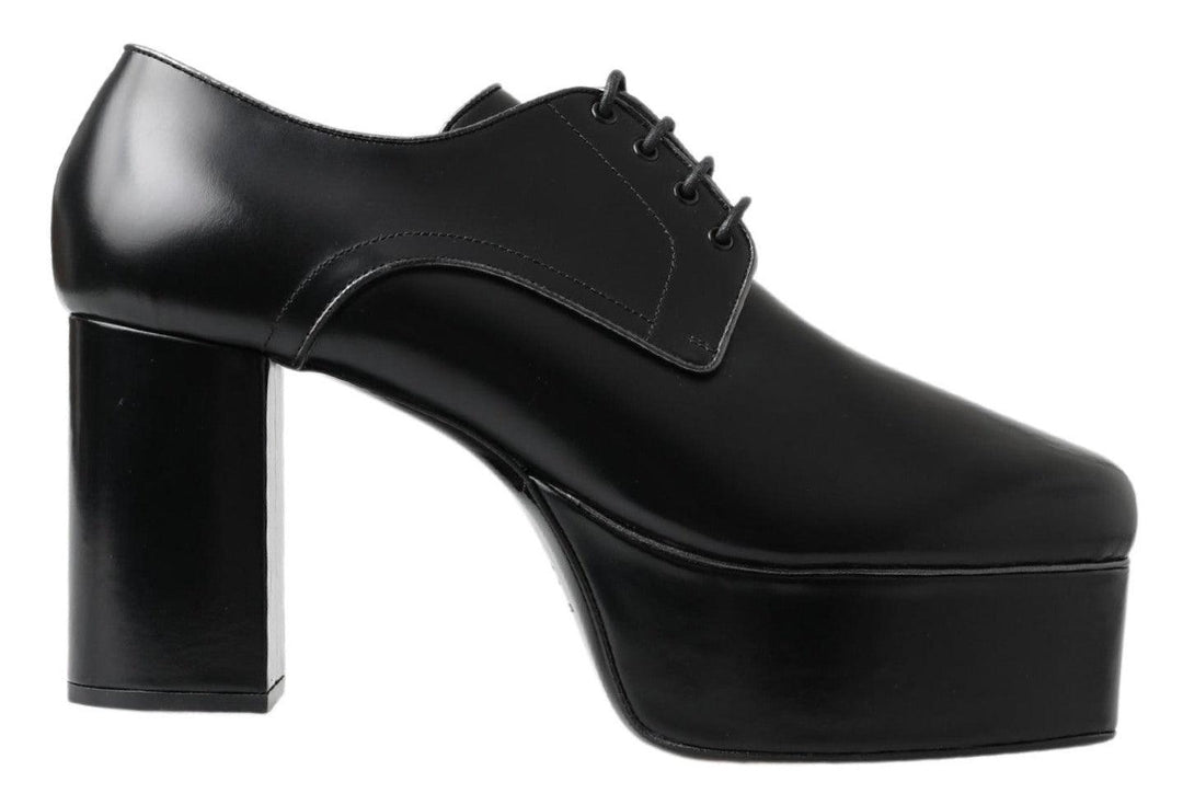 Dolce & Gabbana Black Leather Lace Up High Heels Derby Shoes - Ellie Belle