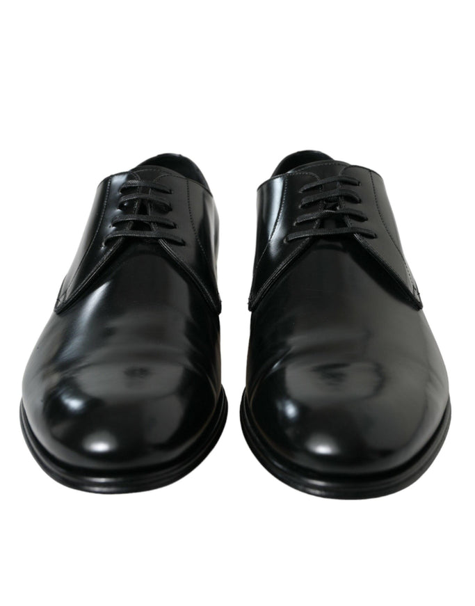 Dolce & Gabbana Black Leather Lace Up Men Dress Derby Shoes - Ellie Belle