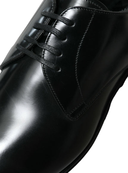 Dolce & Gabbana Black Leather Lace Up Men Dress Derby Shoes - Ellie Belle
