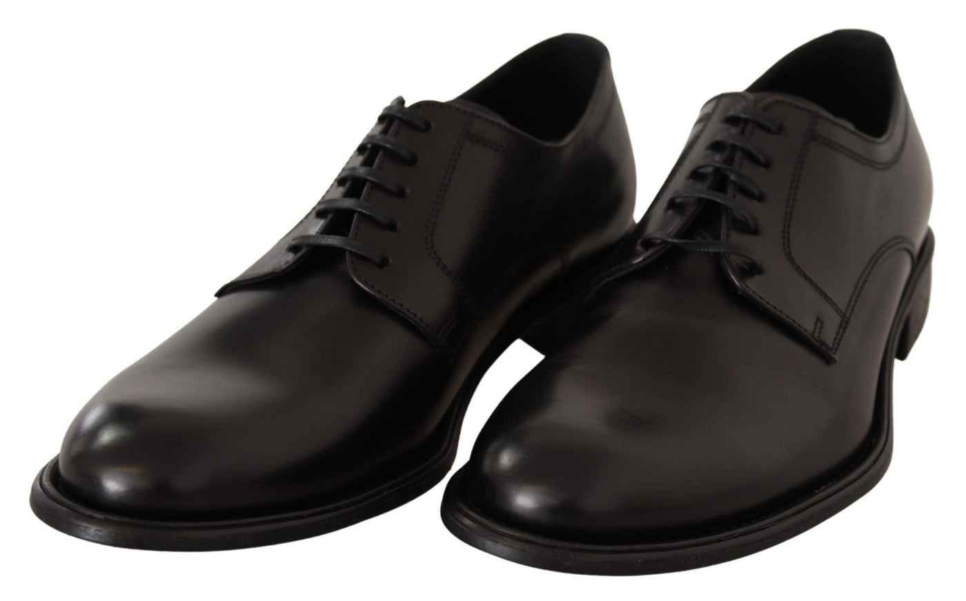 Dolce & Gabbana Black Leather Lace Up Mens Formal Derby Shoes - Ellie Belle