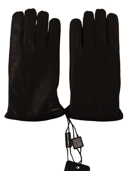 Dolce & Gabbana Black Leather Lamb Skin Biker Gloves - Ellie Belle