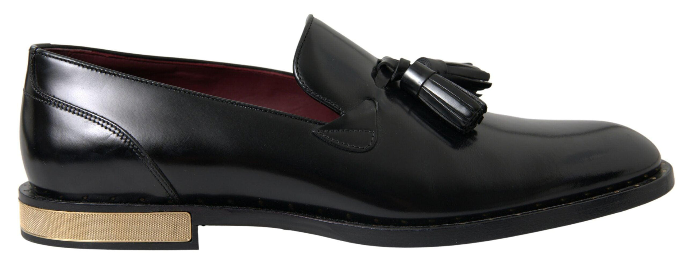 Dolce & Gabbana Black Leather Loafers Tassel Shoes - Ellie Belle