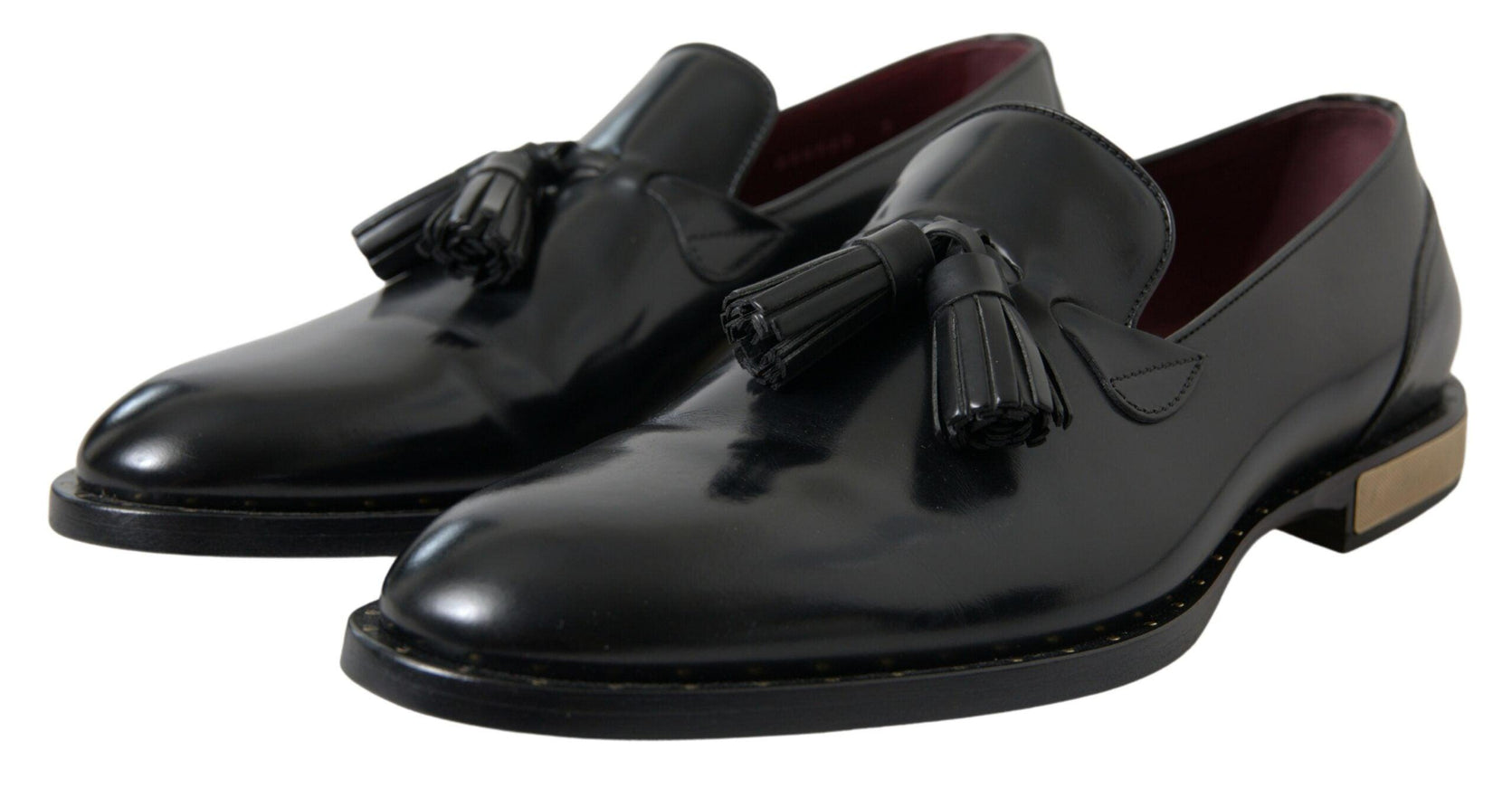 Dolce & Gabbana Black Leather Loafers Tassel Shoes - Ellie Belle