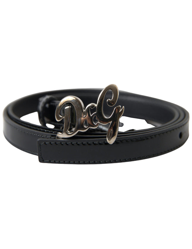 Dolce & Gabbana Black Leather Logo Metal Buckle Women Belt - Ellie Belle