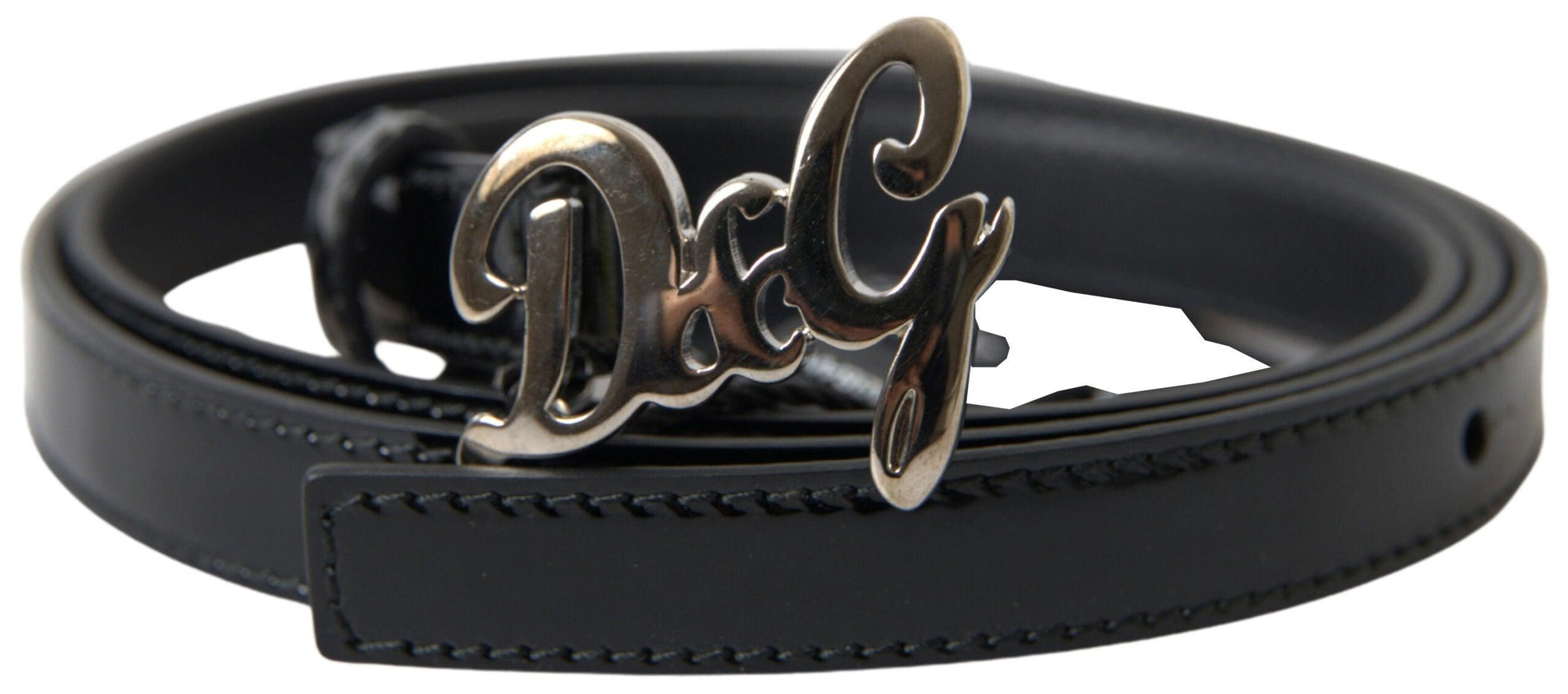 Dolce & Gabbana Black Leather Logo Metal Buckle Women Belt - Ellie Belle