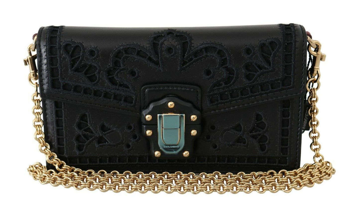 Dolce & Gabbana Black Leather LUCIA Shoulder Messenger Hand Bag - Ellie Belle