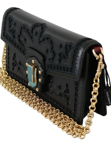 Dolce & Gabbana Black Leather LUCIA Shoulder Messenger Hand Bag - Ellie Belle