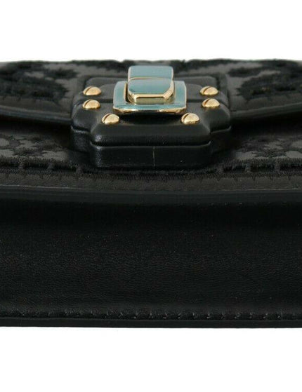 Dolce & Gabbana Black Leather LUCIA Shoulder Messenger Hand Bag - Ellie Belle