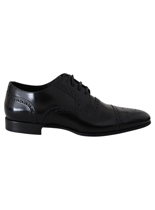 Dolce & Gabbana Black Leather Men Derby Formal Loafers Shoes - Ellie Belle