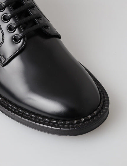 Dolce & Gabbana Black Leather Men Short Boots Lace Up Shoes - Ellie Belle