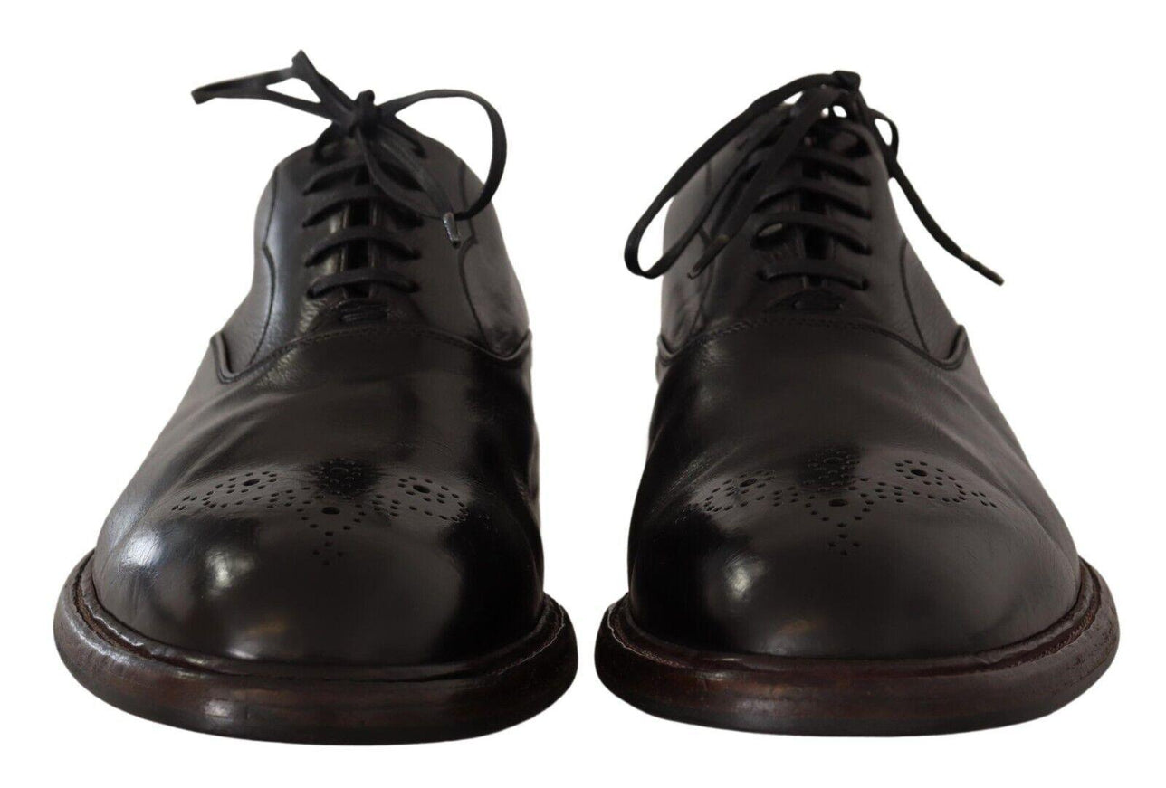 Dolce & Gabbana Black Leather Mens Lace Up Derby Shoes - Ellie Belle