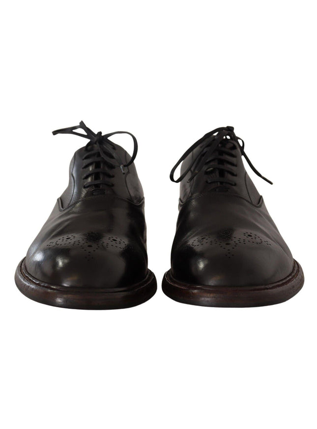 Dolce & Gabbana Black Leather Mens Lace Up Derby Shoes - Ellie Belle