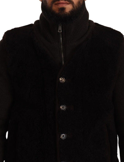 Dolce & Gabbana Black Leather Mens Turtle Neck Coat Jacket - Ellie Belle