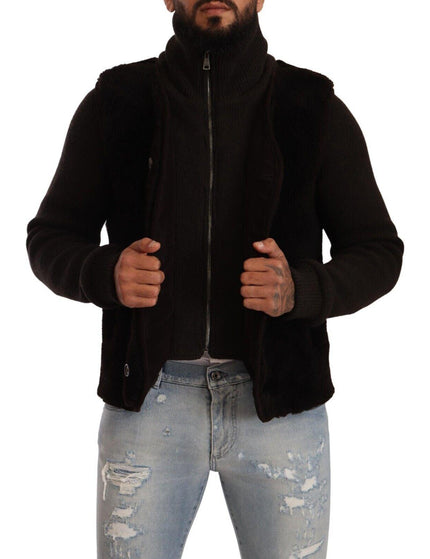Dolce & Gabbana Black Leather Mens Turtle Neck Coat Jacket - Ellie Belle