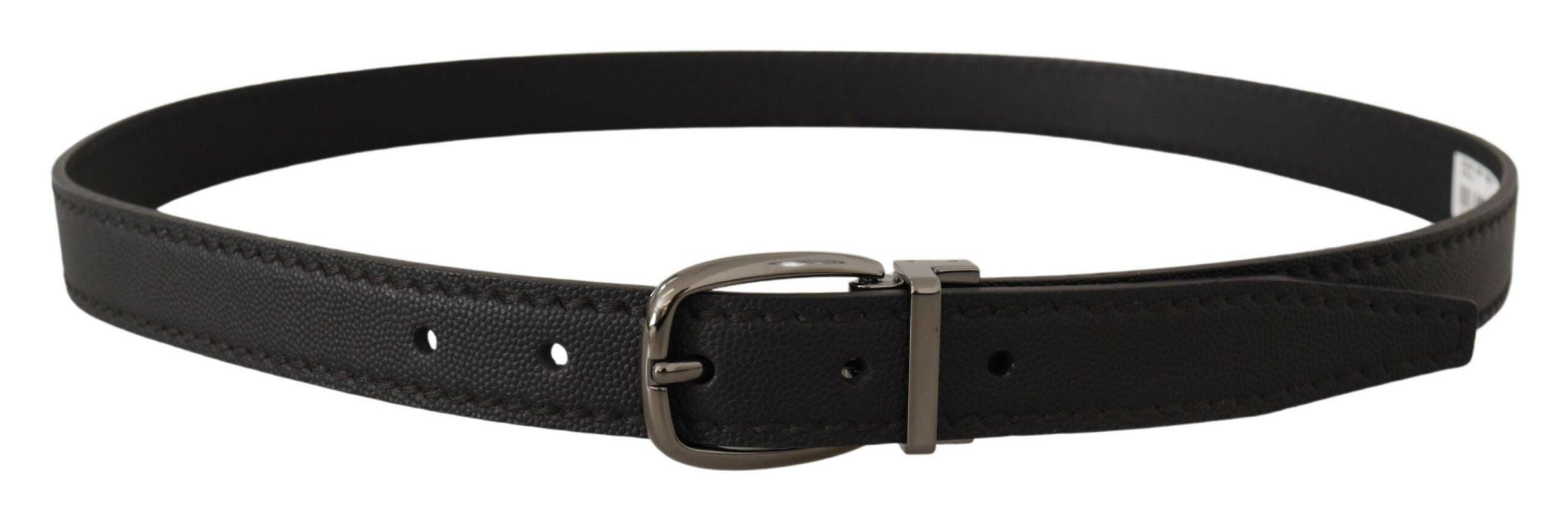 Dolce & Gabbana Black Leather Metal Logo Buckle Belt - Ellie Belle