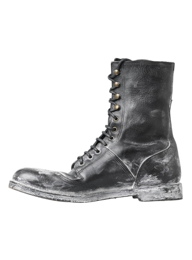 Dolce & Gabbana Black Leather Mid Calf Lace Up Boots Shoes - Ellie Belle