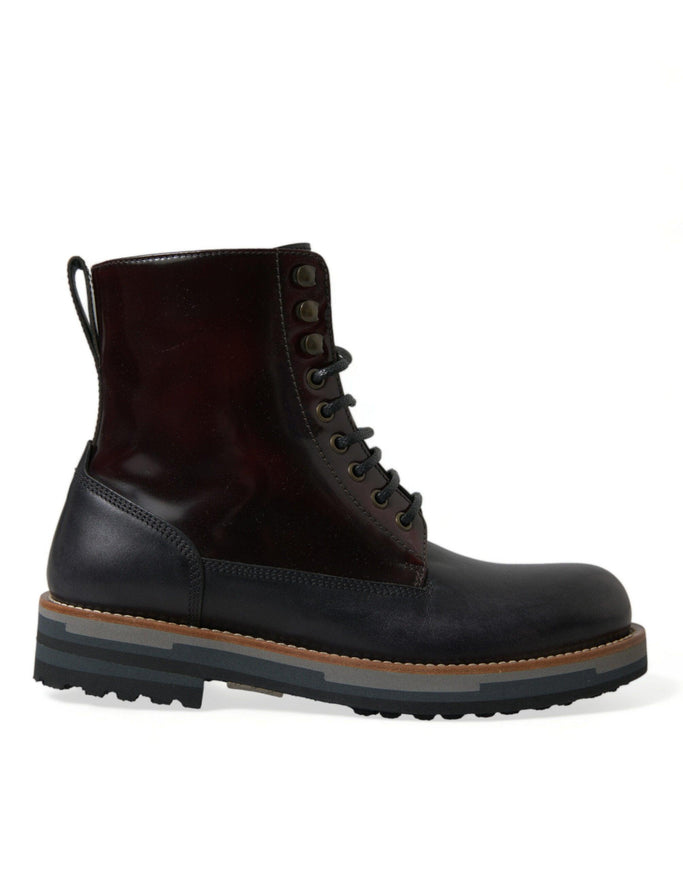 Dolce & Gabbana Black Leather Military Combat Boots Shoes - Ellie Belle