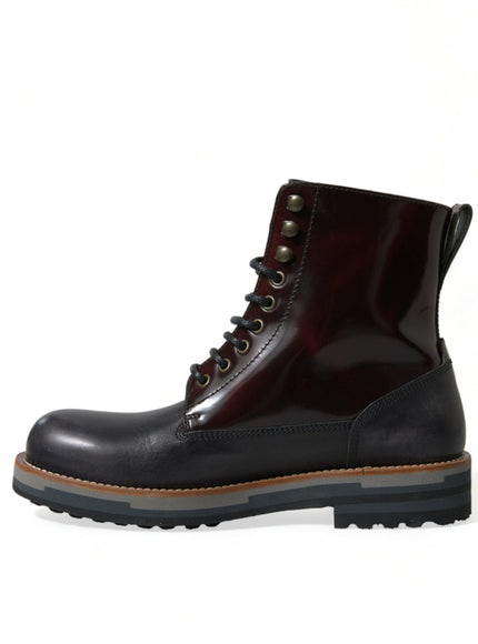 Dolce & Gabbana Black Leather Military Combat Boots Shoes - Ellie Belle