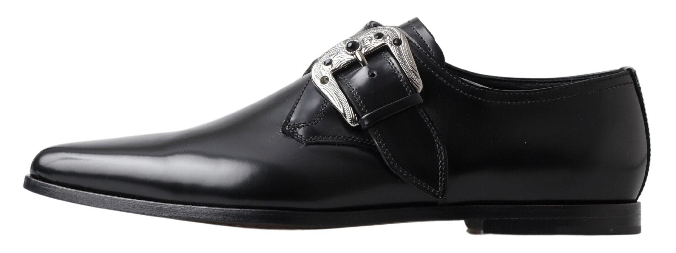 Dolce & Gabbana Black Leather Monk Strap Dress Formal Shoes - Ellie Belle