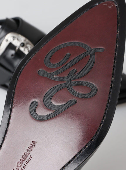 Dolce & Gabbana Black Leather Monk Strap Dress Formal Shoes - Ellie Belle