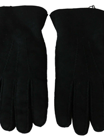 Dolce & Gabbana Black Leather Motorcycle Biker Mitten Gloves - Ellie Belle