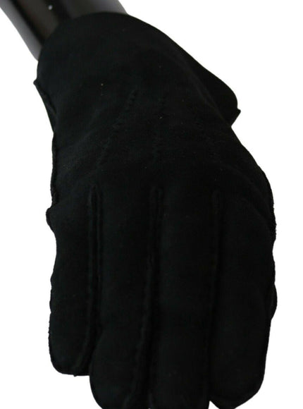 Dolce & Gabbana Black Leather Motorcycle Biker Mitten Gloves - Ellie Belle