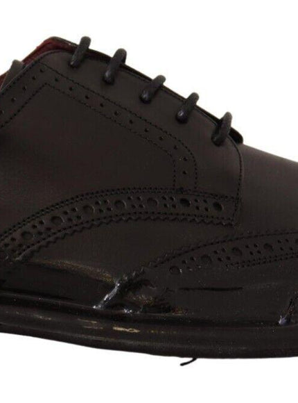 Dolce & Gabbana Black Leather Oxford Wingtip Formal Derby Shoes