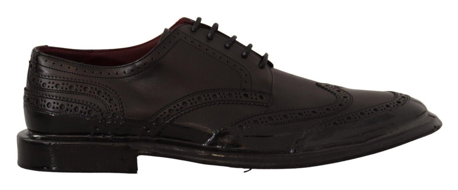 Dolce & Gabbana Black Leather Oxford Wingtip Formal Derby Shoes - Ellie Belle