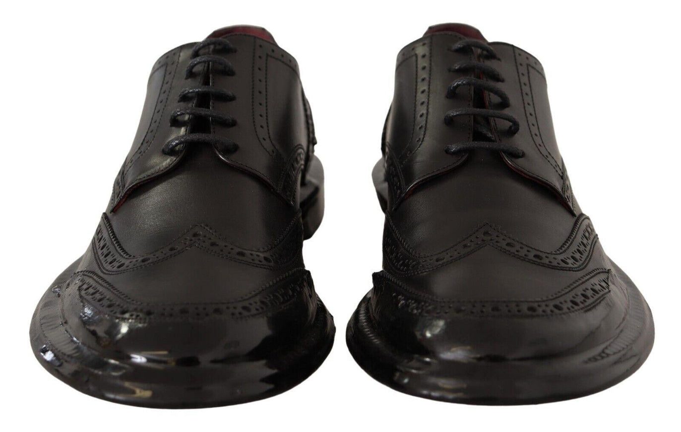 Dolce & Gabbana Black Leather Oxford Wingtip Formal Derby Shoes - Ellie Belle