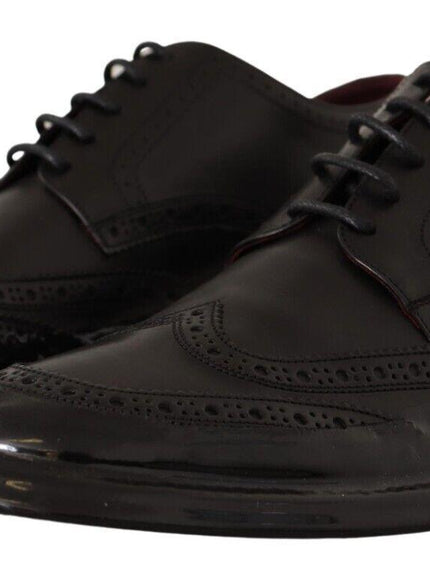 Dolce & Gabbana Black Leather Oxford Wingtip Formal Derby Shoes