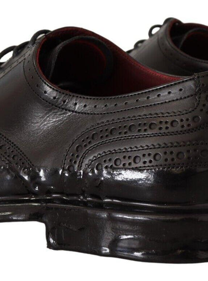 Dolce & Gabbana Black Leather Oxford Wingtip Formal Derby Shoes
