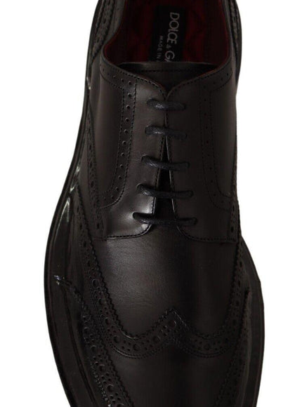 Dolce & Gabbana Black Leather Oxford Wingtip Formal Derby Shoes