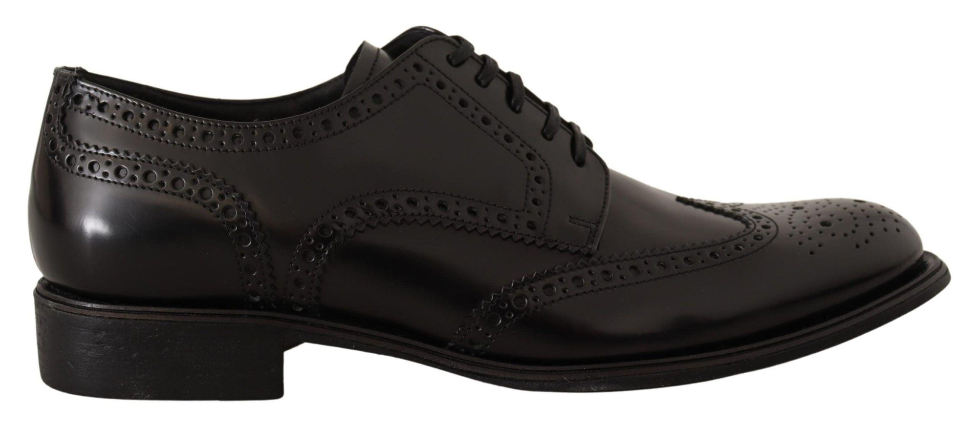 Dolce & Gabbana Black Leather Oxford Wingtip Formal Shoes - Ellie Belle