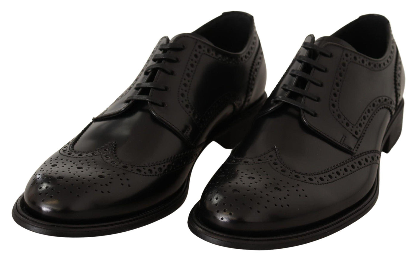 Dolce & Gabbana Black Leather Oxford Wingtip Formal Shoes - Ellie Belle