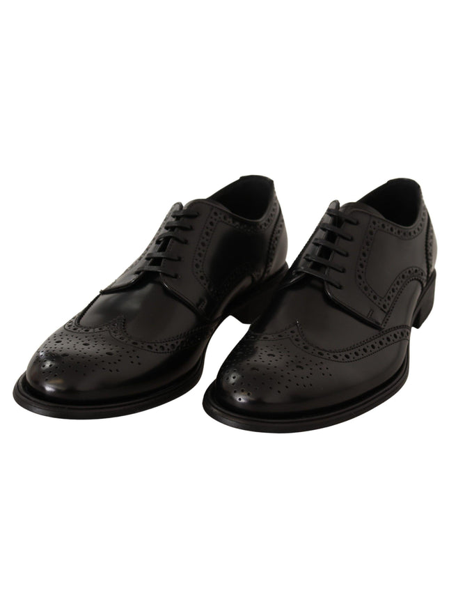 Dolce & Gabbana Black Leather Oxford Wingtip Formal Shoes - Ellie Belle